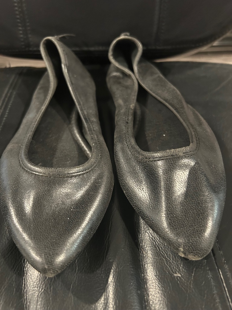 Frye Black Leather Pointed Ballet Flats